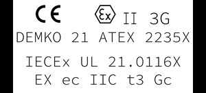 IECEx UL 21.0116X EX ec IIC T3 Gc Certification Logo