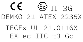 Logo d’homologation IECEx UL 21.0116X EX ec IIC T3 Gc