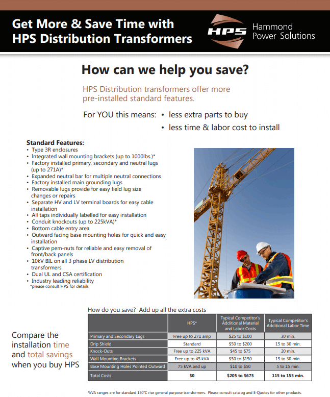 HPS distribution transformer comparison flyer thumbnail