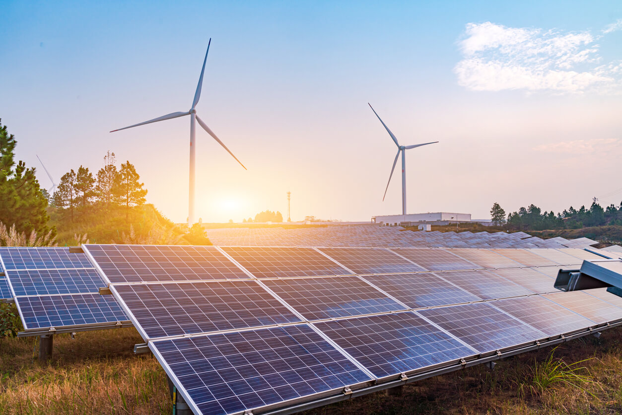 solar panels and wind turbines