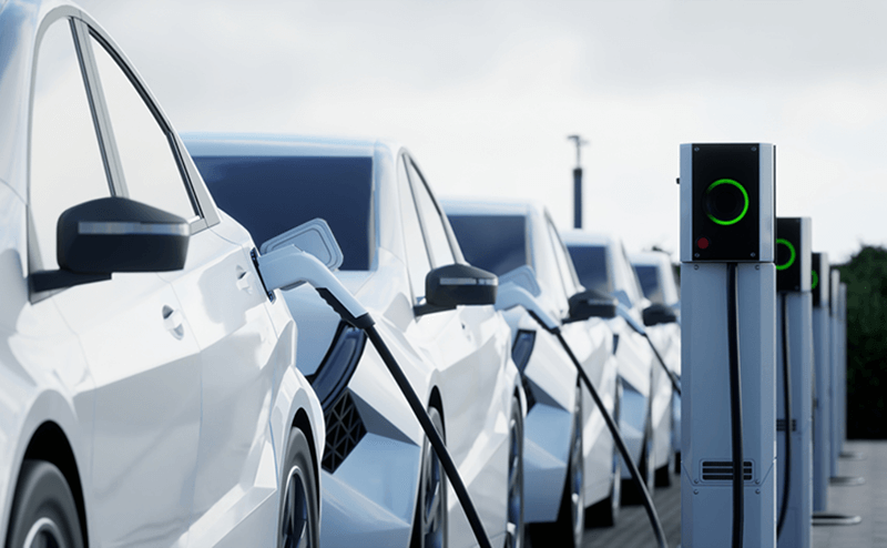 futuristic EV charging station
