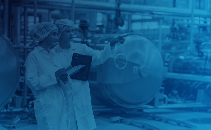 people in food manufacturing facility