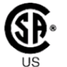 CSA US logo indicating product is tested by CSA to meet U.S. Standards